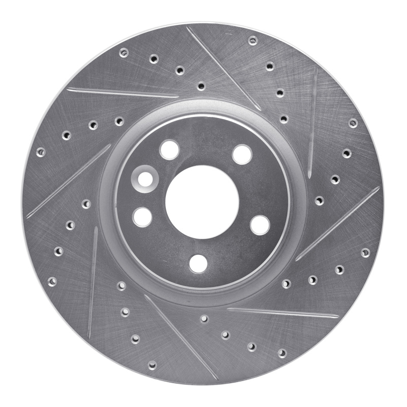 Volvo XC60 Brake Rotor (1) - Front Right - R1 Concepts - Drilled & Slotted - Silver - `16-`17